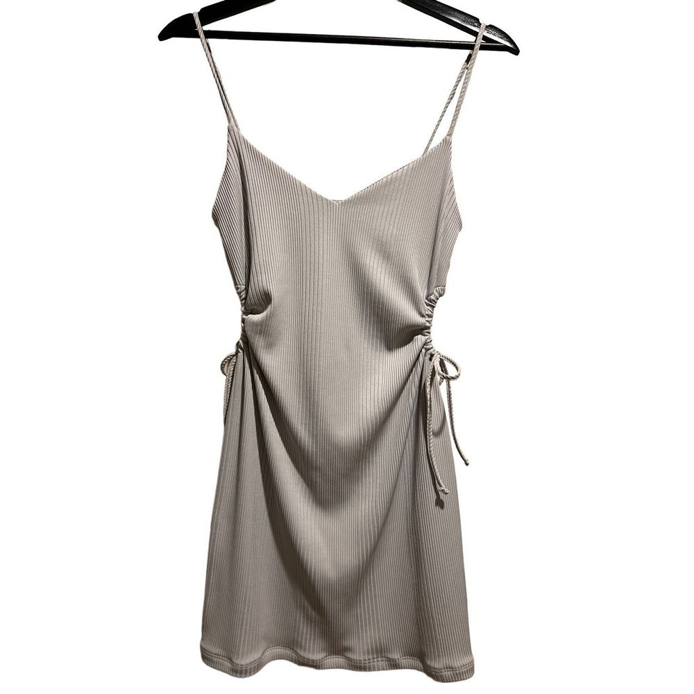 TopShop Sexy Grey Side Cut Out Ruched Tie-Side Dress